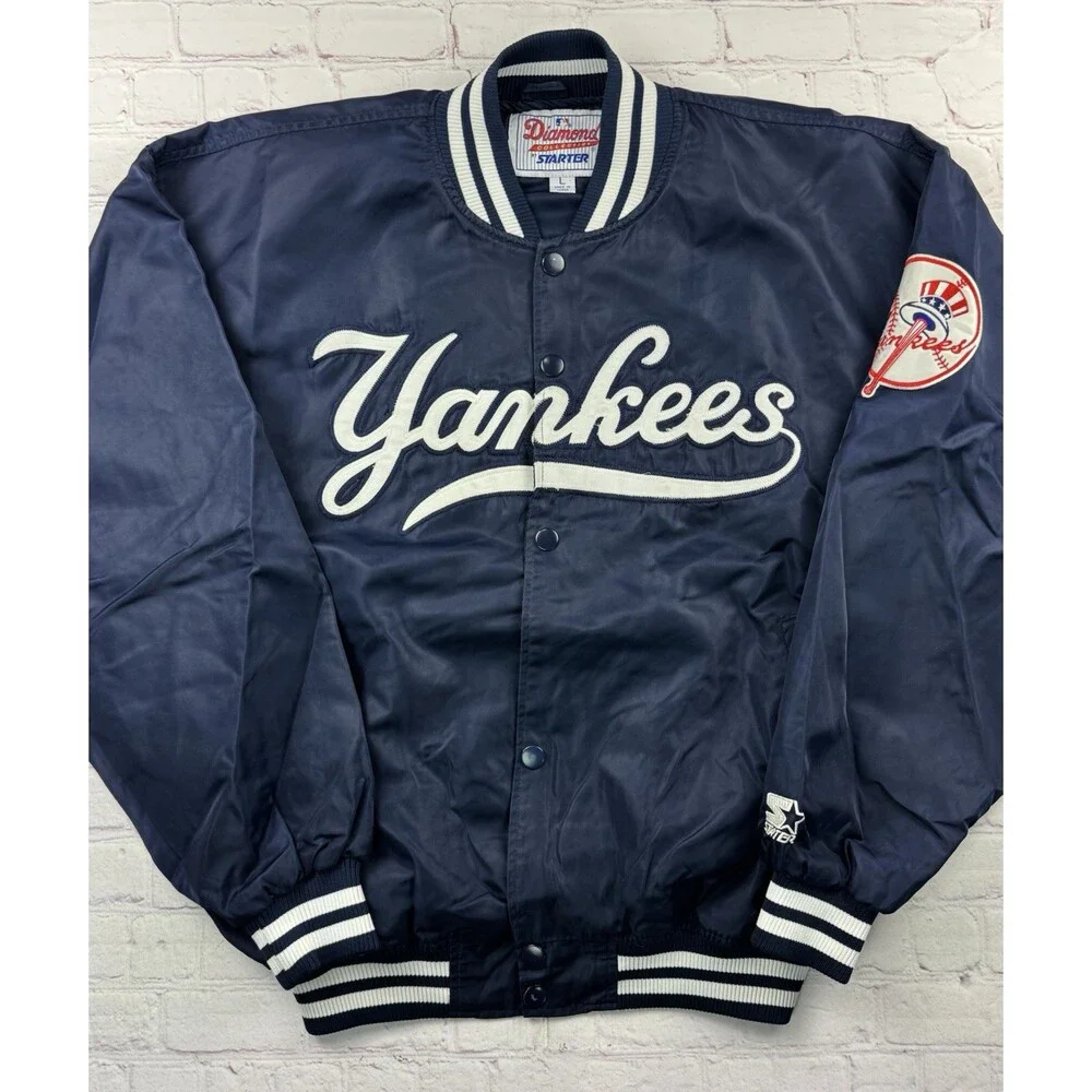 Vintage New York Yankees Starter Jacket Satin MLB Diamond Collection Men’s Large